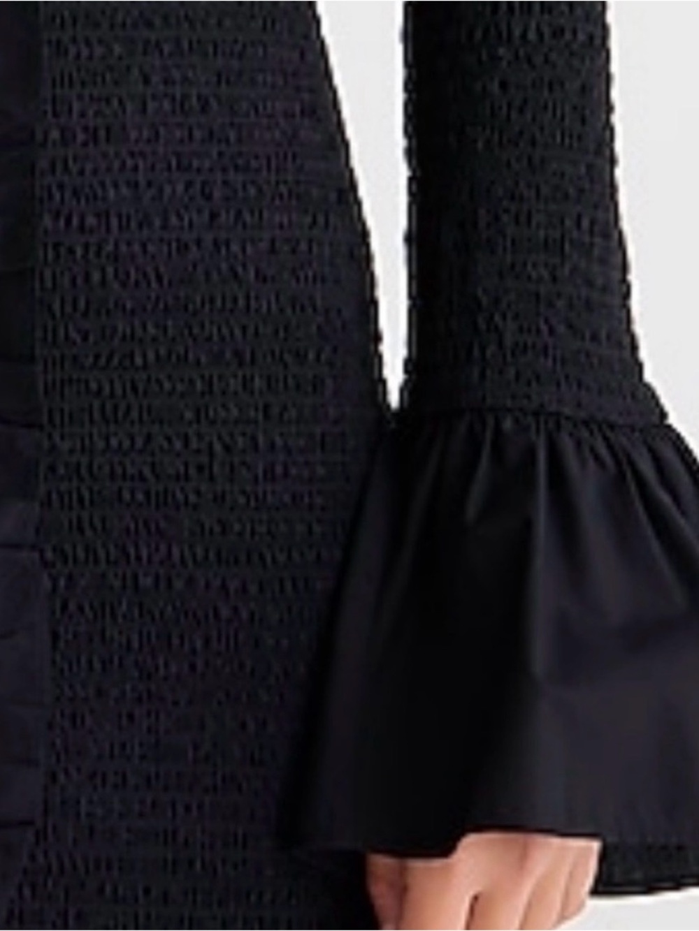 J. Crew Black Smocked Button-Front Long-Sleeve Dress with Ruffle Trim - Picture 2 of 5
